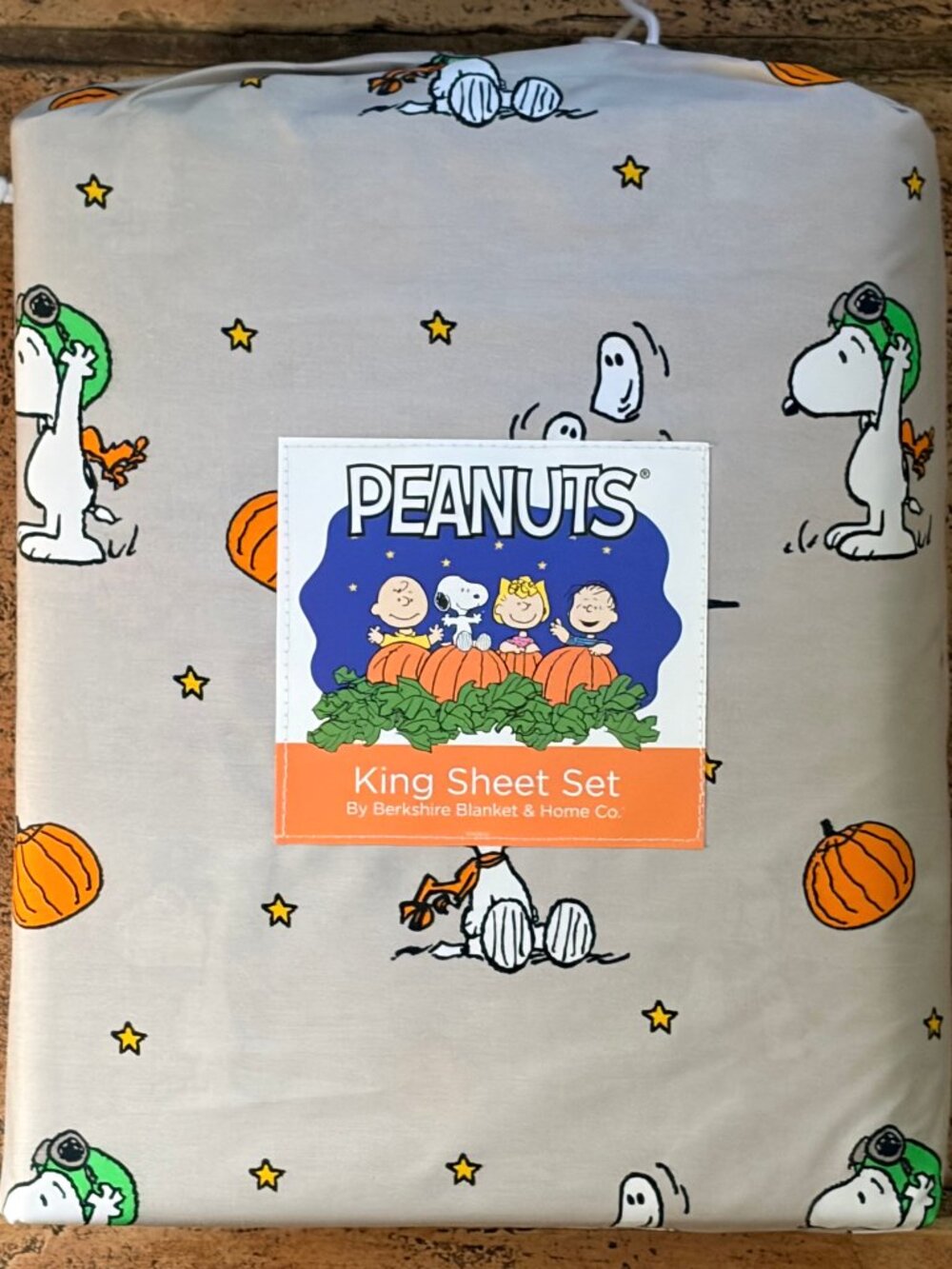 Peanuts Snoopy Halloween King Size Gray Sheet Set SNOOPY PUMPKINS GHOSTS